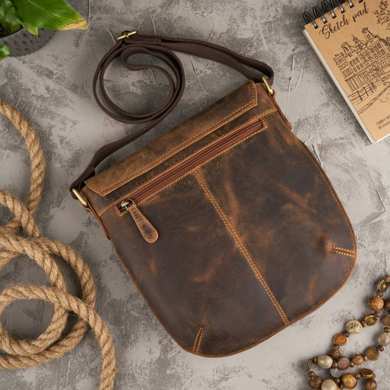 Kožená dámska hnedá vintage crossbody kabelka Paolo Peruzzi "MARGO"