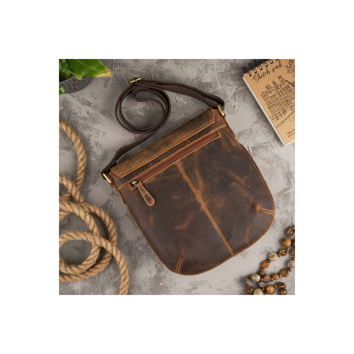 Kožená dámska hnedá vintage crossbody kabelka Paolo Peruzzi "MARGO"
