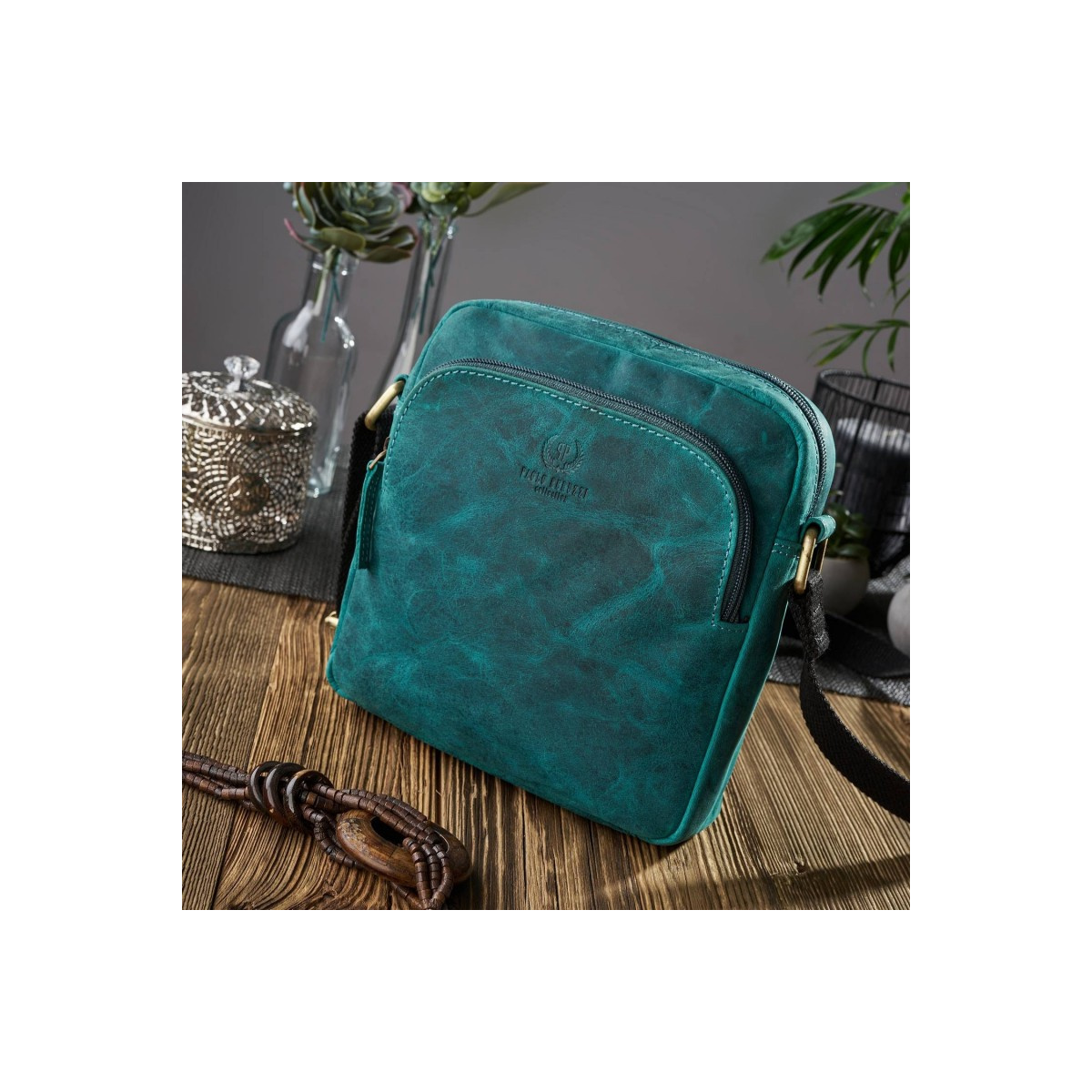 Kožená dámska vintage zelená crossbody kabelka Paolo Peruzzi "MARINA"