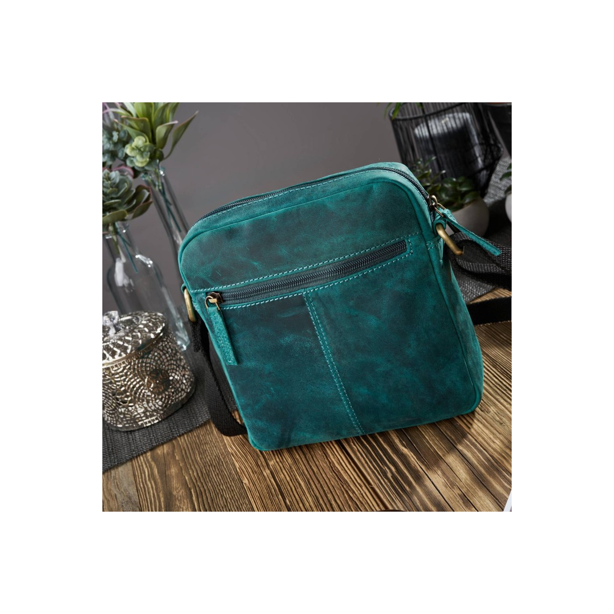 Kožená dámska vintage zelená crossbody kabelka Paolo Peruzzi "MARINA"