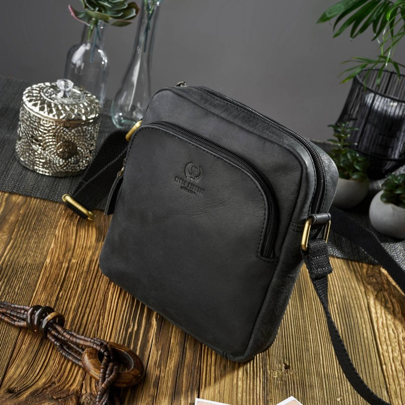 Kožená dámska čierna vintage crossbody kabelka Paolo Peruzzi "MARINA"
