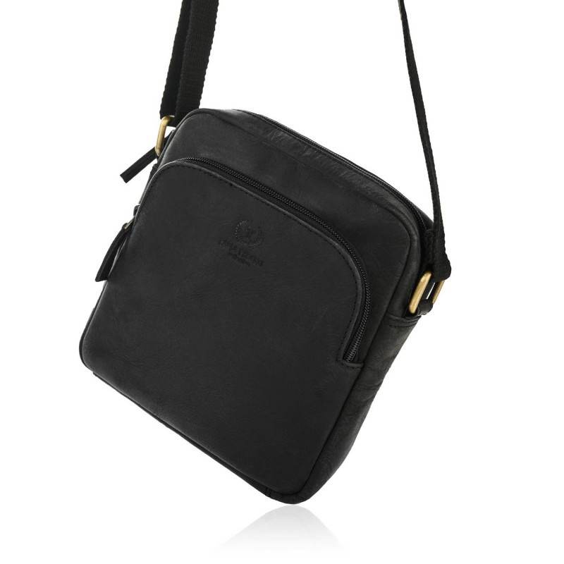 Kožená dámska čierna vintage crossbody kabelka Paolo Peruzzi "MARINA"