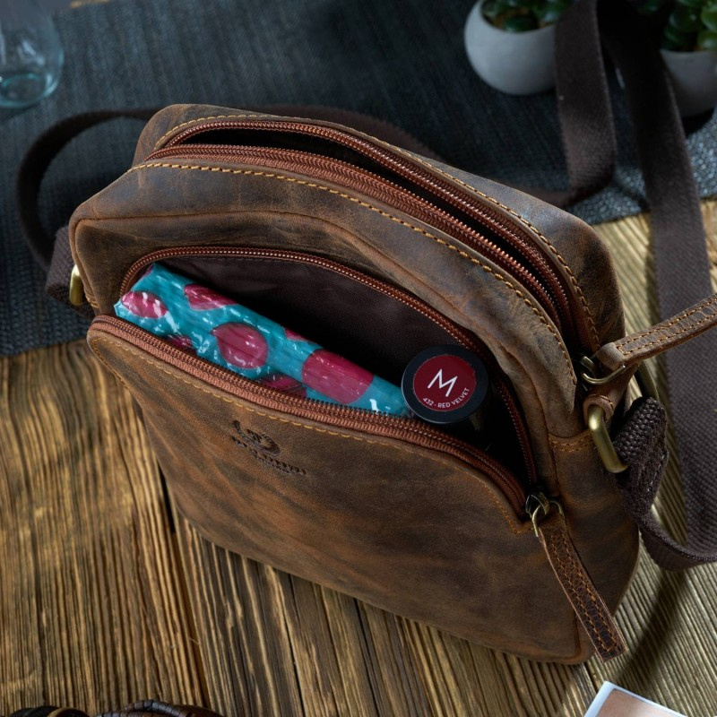 Kožená dámska hnedá vintage crossbody kabelka Paolo Peruzzi "MARINA"