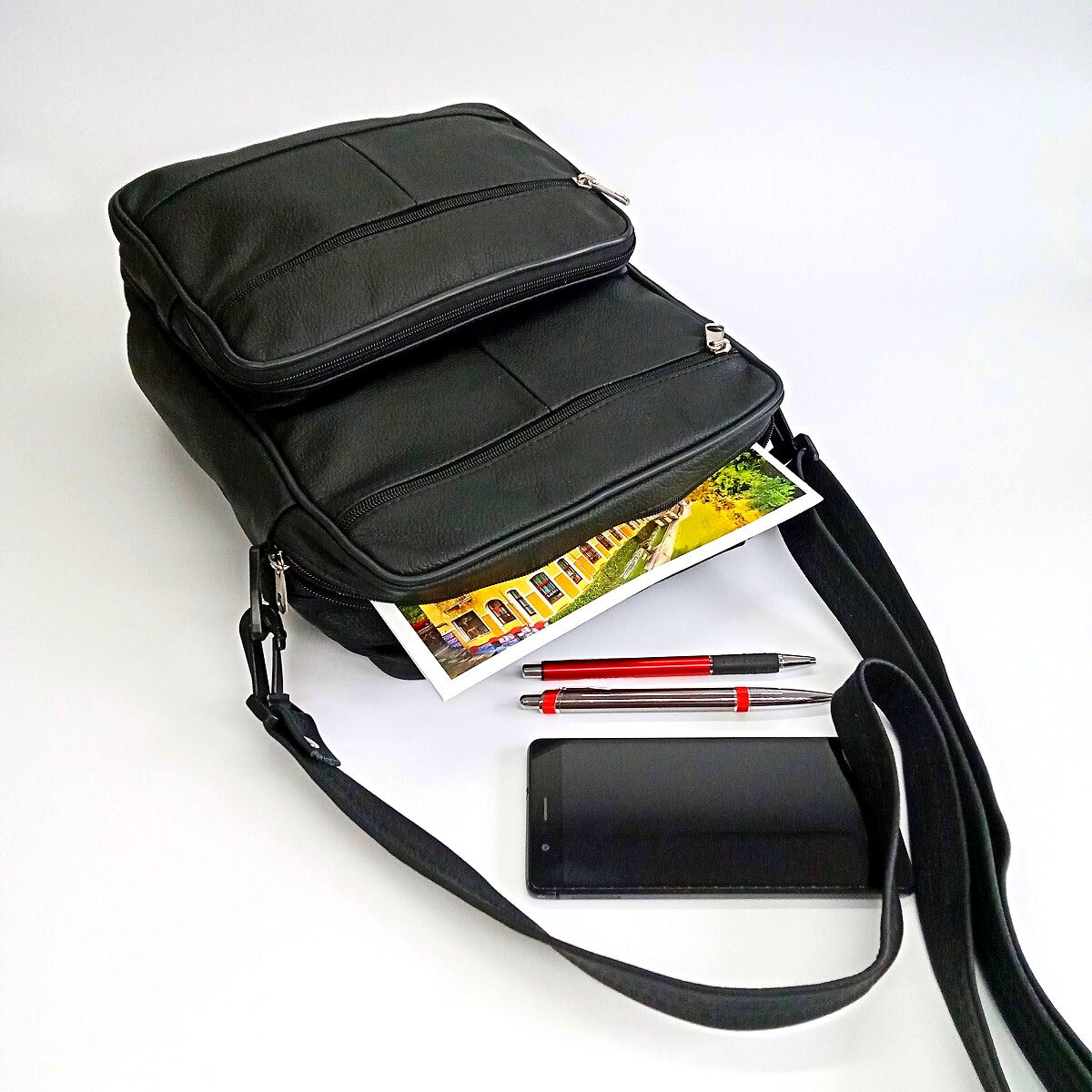 Pánska kožená čierna taška KOR-NL01