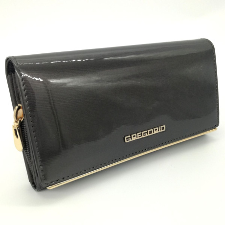 Šedá lesklá kožená peňaženka GREGORIO