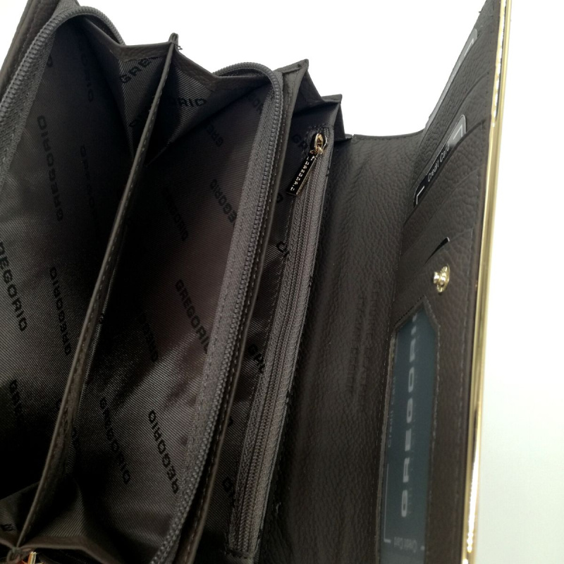 Šedá lesklá kožená peňaženka GREGORIO