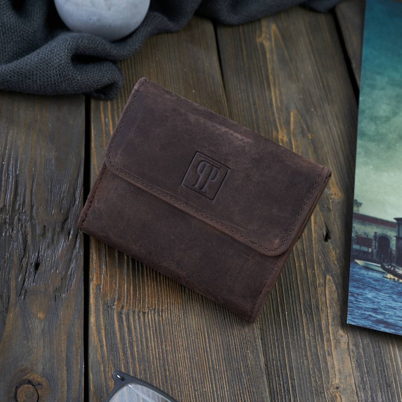 Kožená malá dámska hnedá peňaženka PP