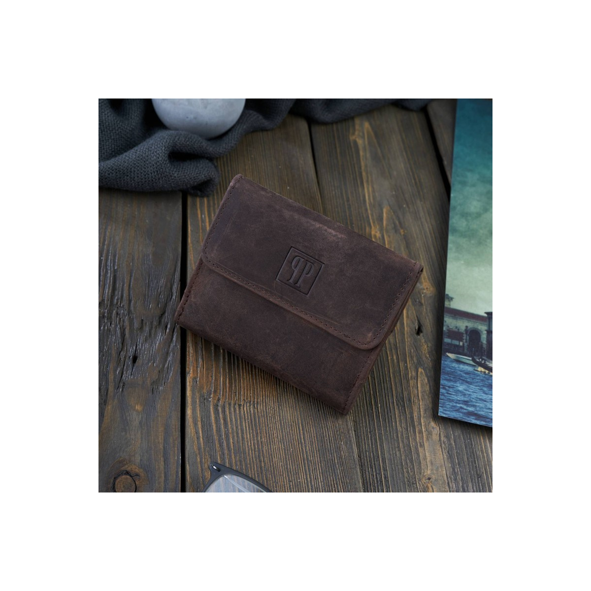 Kožená malá dámska hnedá peňaženka PP