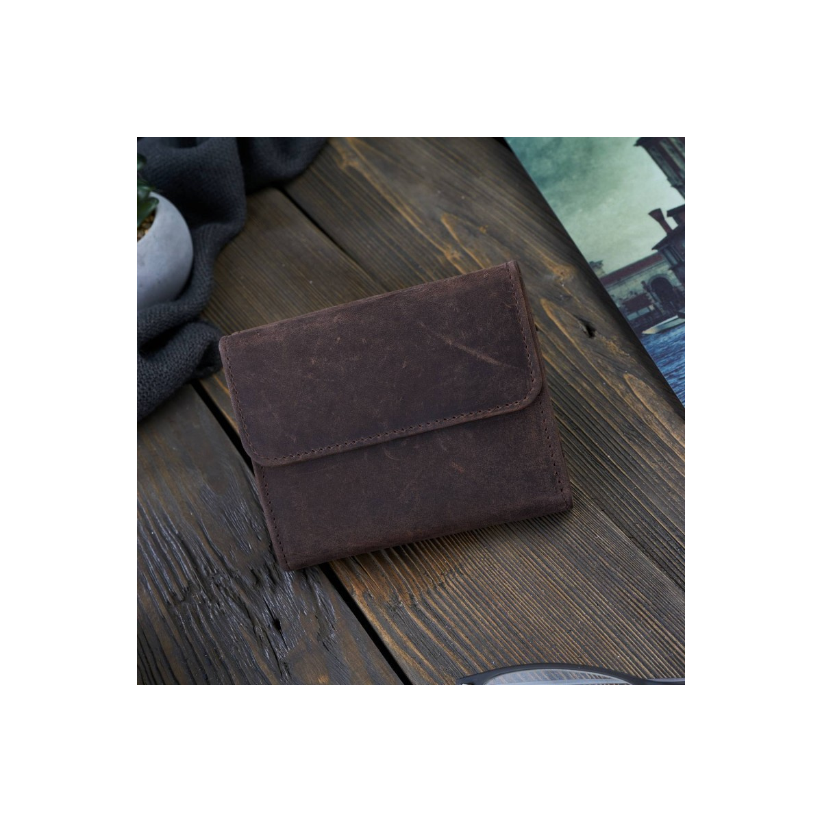 Kožená malá dámska hnedá peňaženka PP