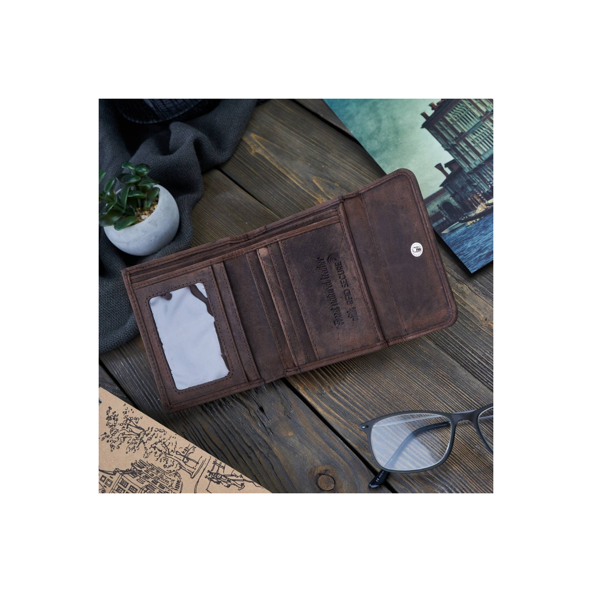 Kožená malá dámska hnedá peňaženka PP