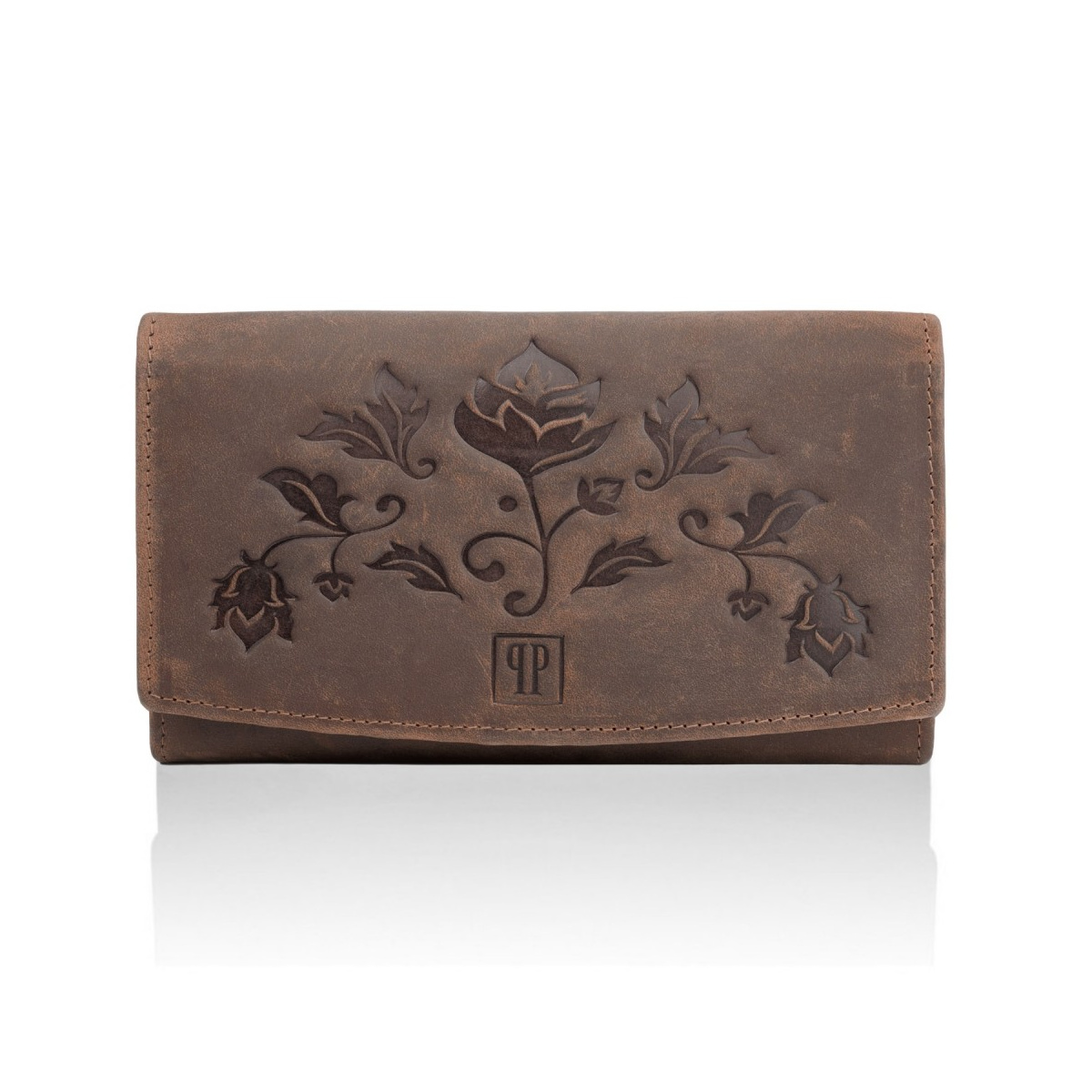 Dámska kožená hnedá kvetinová peňaženka Paolo Peruzzi VINTAGE