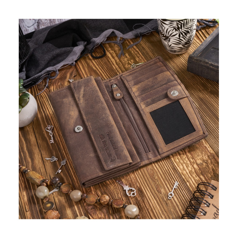 Dámska kožená hnedá kvetinová peňaženka Paolo Peruzzi VINTAGE