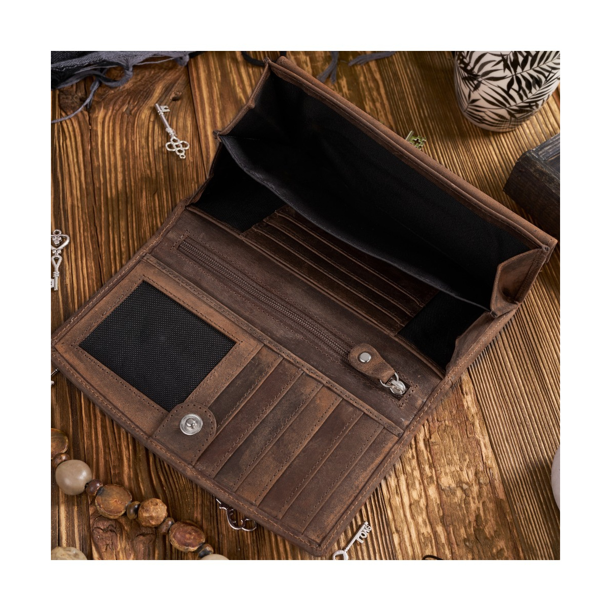 Dámska kožená hnedá kvetinová peňaženka Paolo Peruzzi VINTAGE