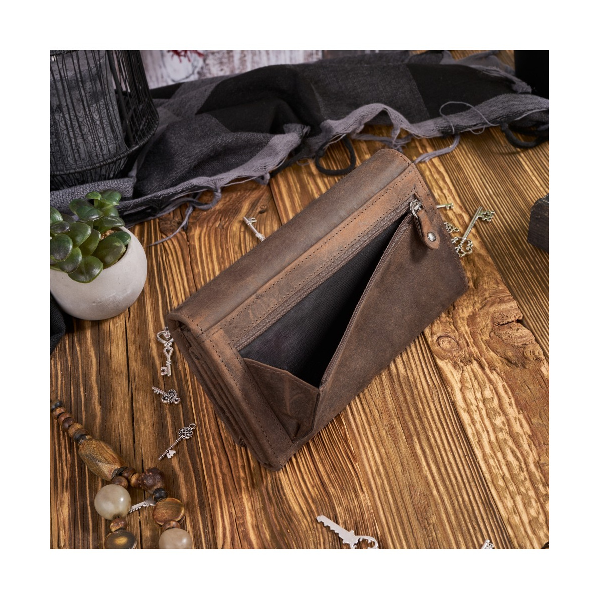 Dámska kožená hnedá kvetinová peňaženka Paolo Peruzzi VINTAGE