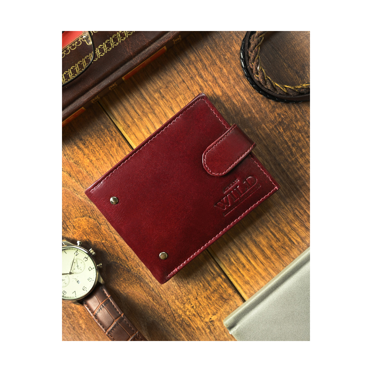 Kožená pánska burgundy peňaženka Always Wild RFID