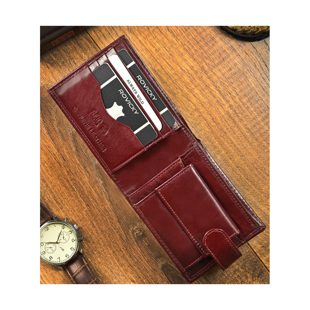 Kožená pánska burgundy peňaženka Always Wild RFID