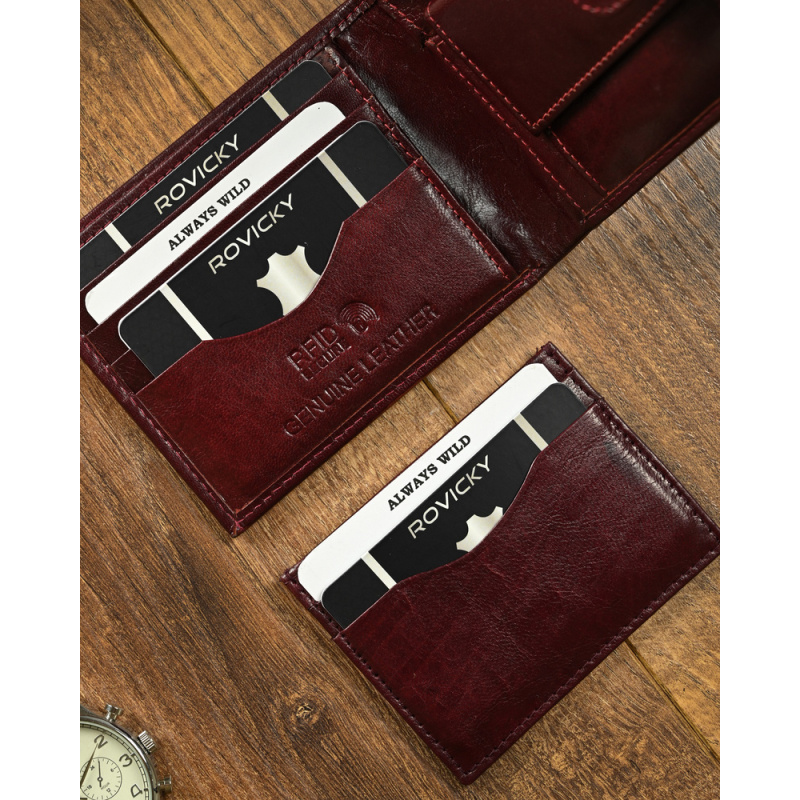 Kožená pánska burgundy peňaženka Always Wild RFID