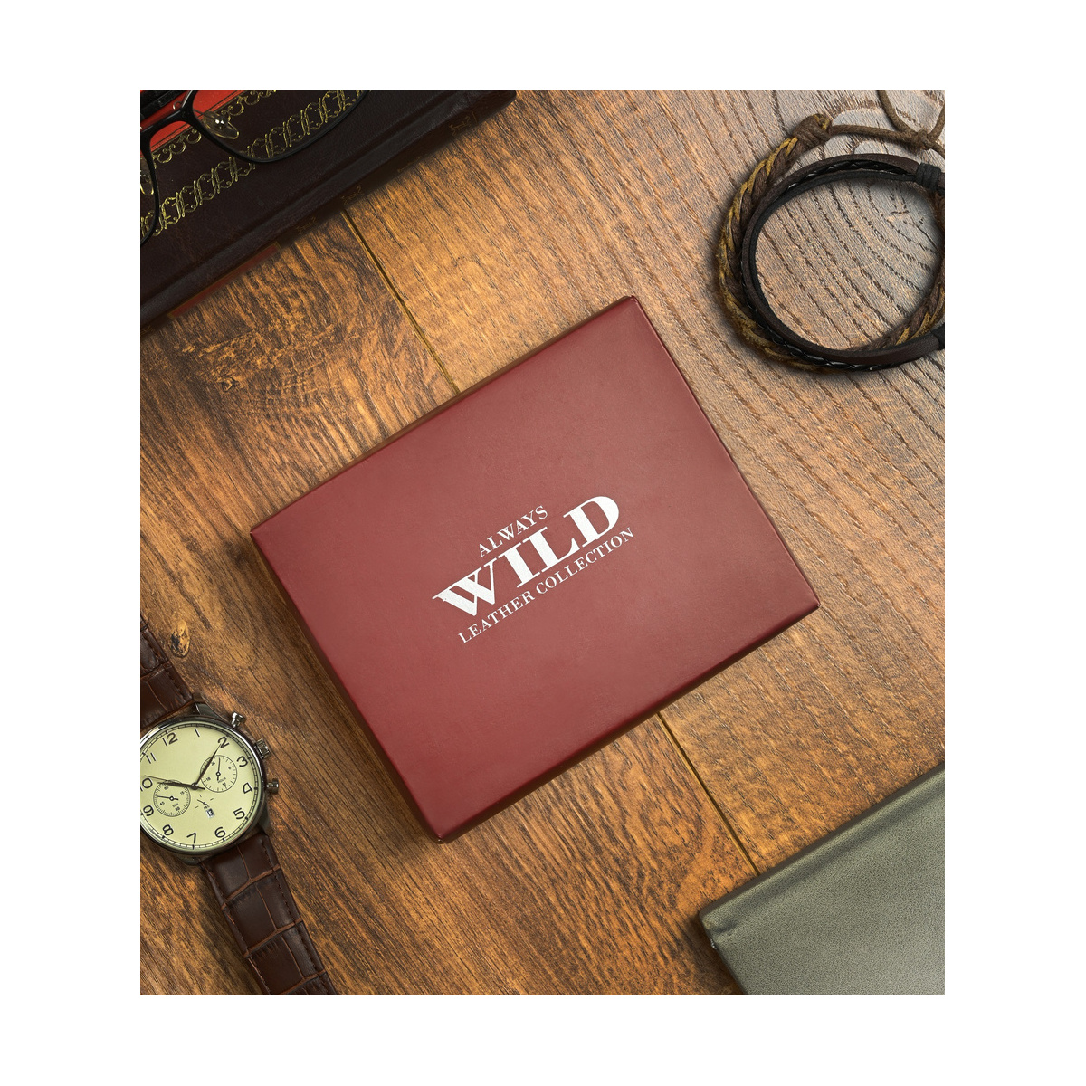 Kožená pánska burgundy peňaženka Always Wild RFID