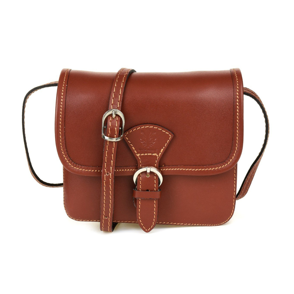 Kožená dámska koňaková crossbody kabelka Beltimore "GEMMA"