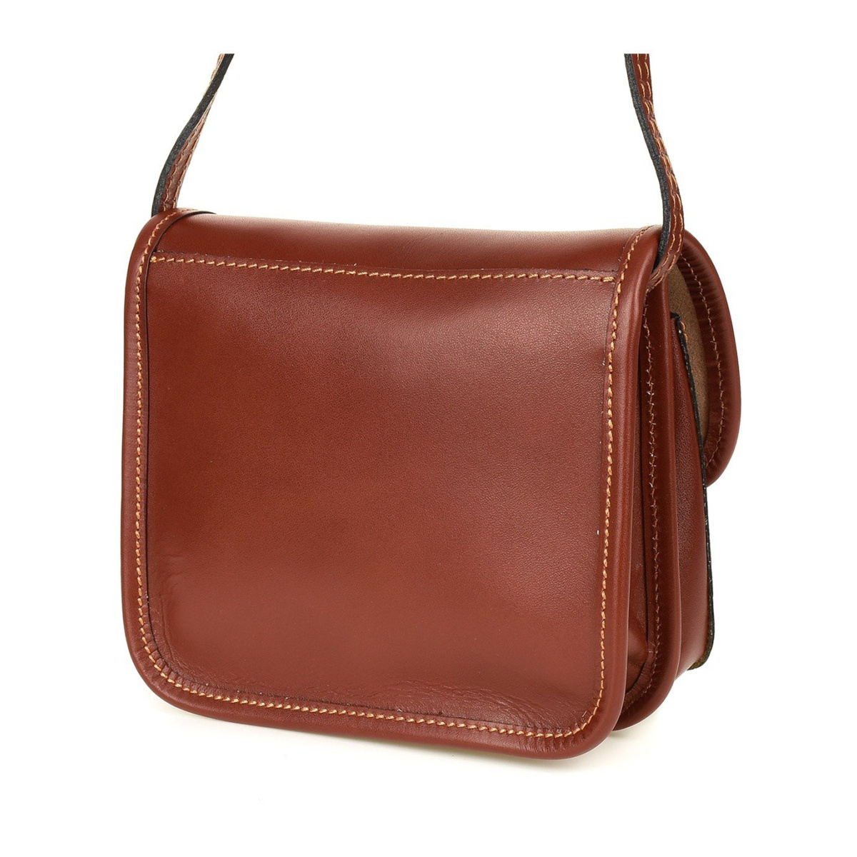 Kožená dámska koňaková crossbody kabelka Beltimore "GEMMA"