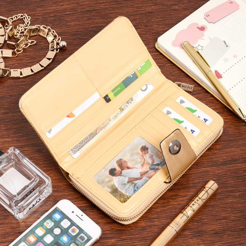 Zlatá veľká lakovaná dámska peňaženka NICOLE