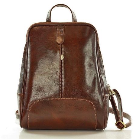 Kožený dámsky hnedý batoh Vera Pelle "BRONTE"
