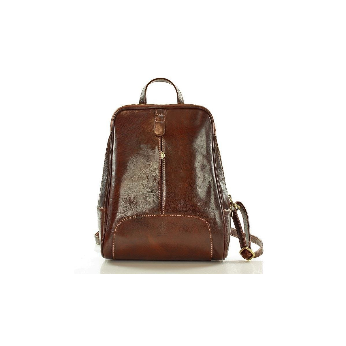 Kožený dámsky hnedý batoh Vera Pelle "BRONTE"