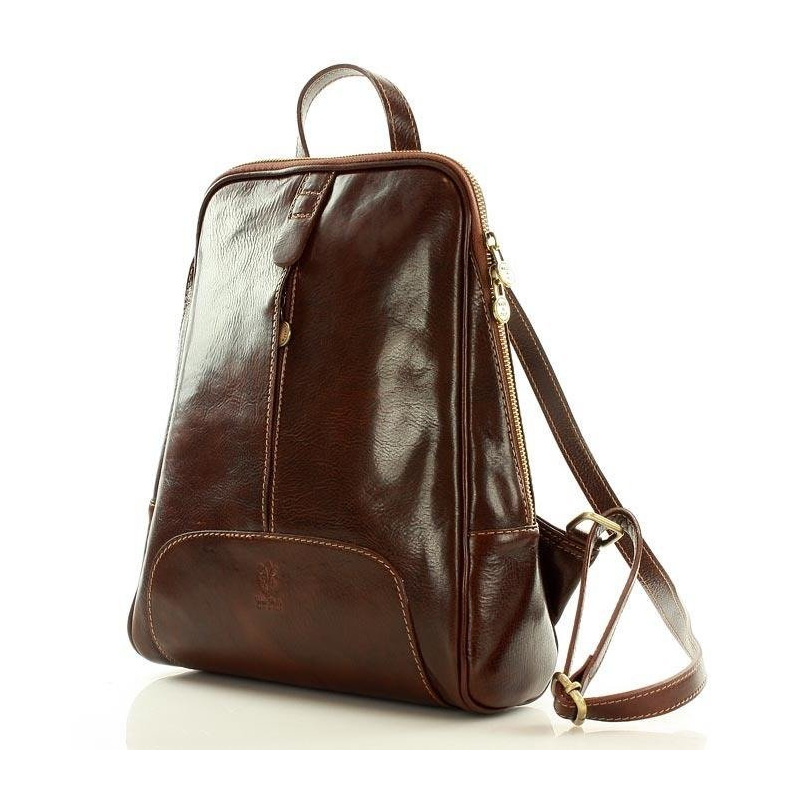 Kožený dámsky hnedý batoh Vera Pelle "BRONTE"