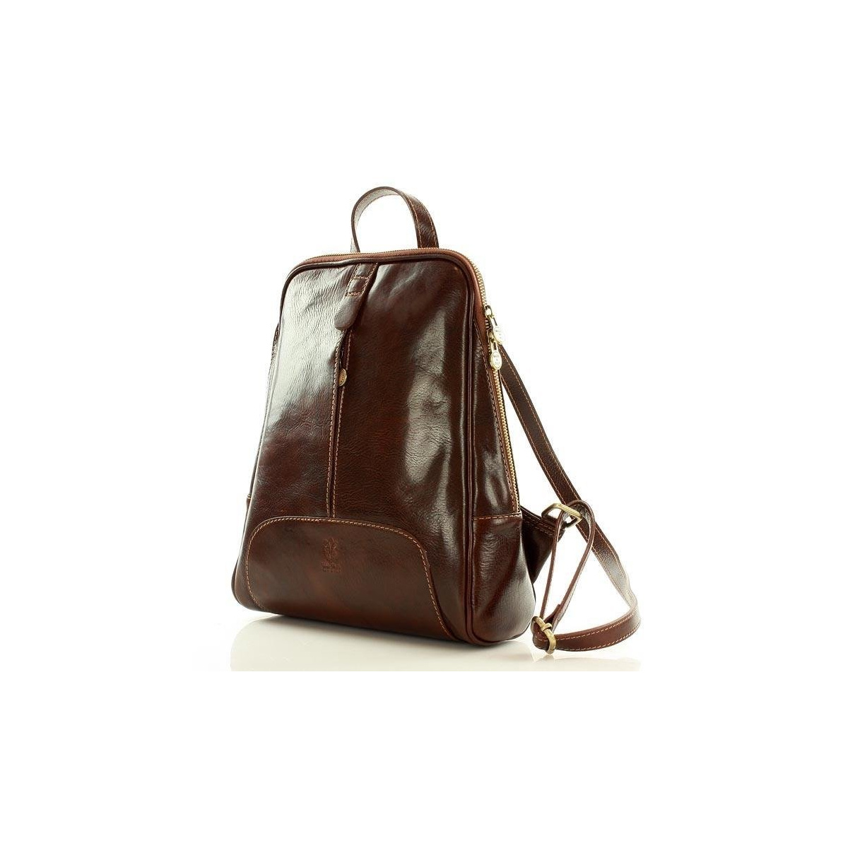 Kožený dámsky hnedý batoh Vera Pelle "BRONTE"