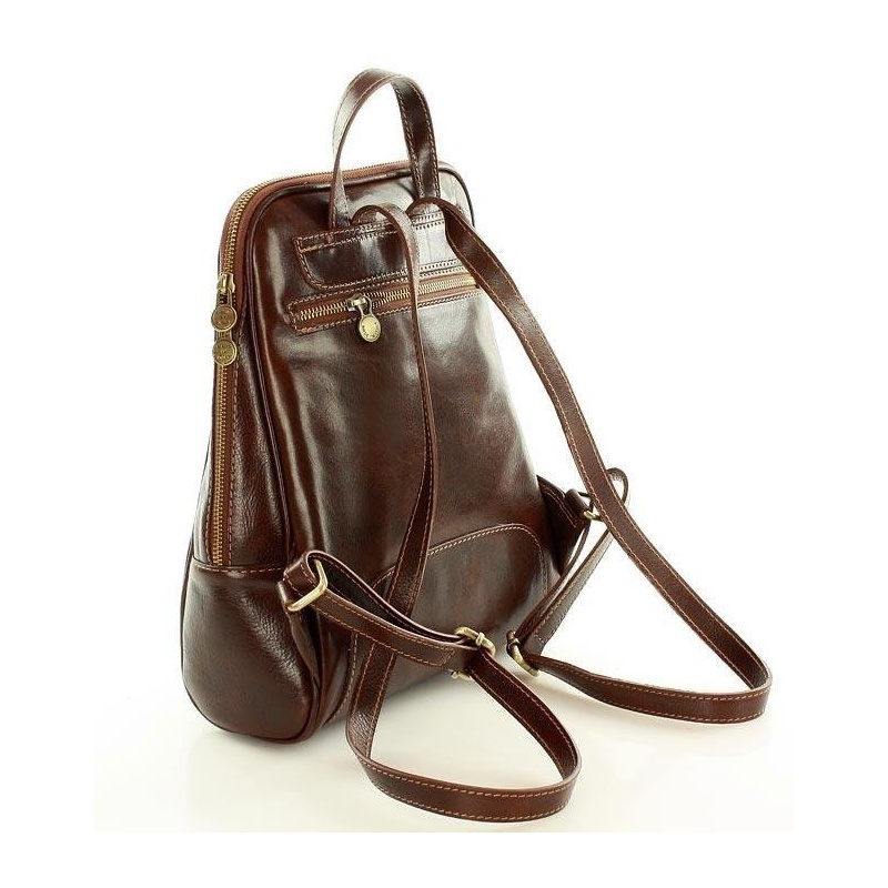 Kožený dámsky hnedý batoh Vera Pelle "BRONTE"