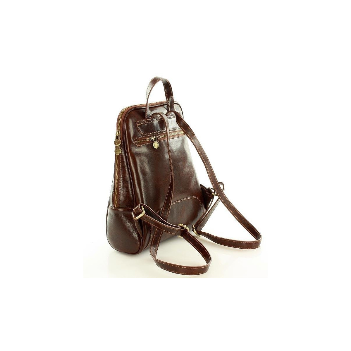 Kožený dámsky hnedý batoh Vera Pelle "BRONTE"