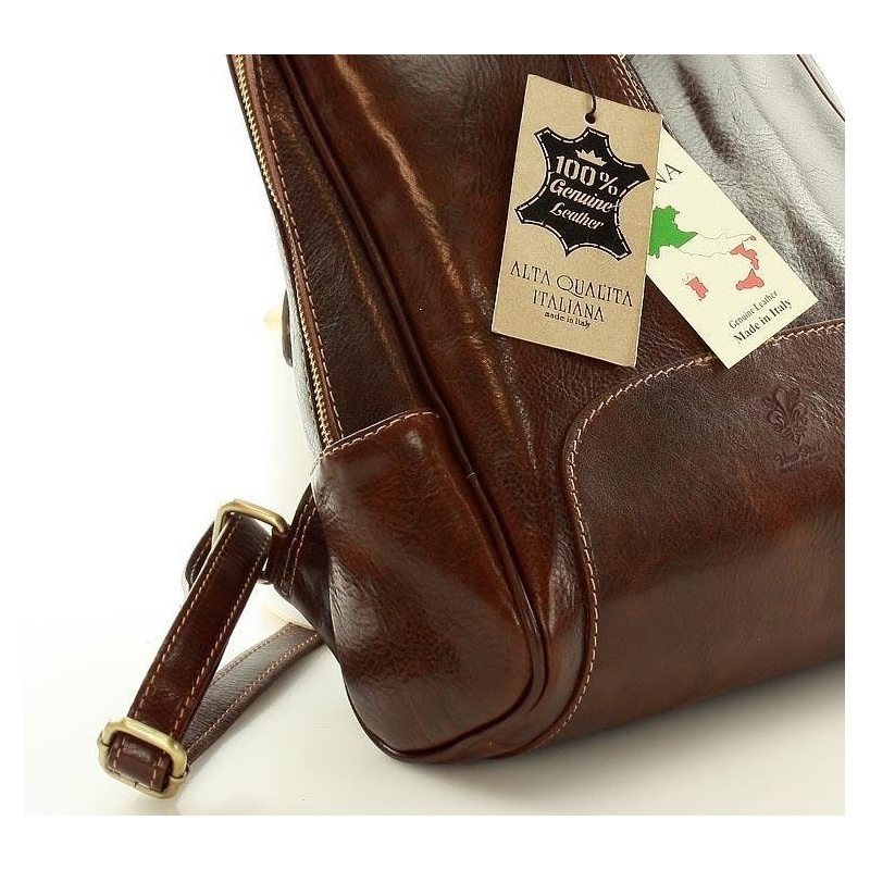 Kožený dámsky hnedý batoh Vera Pelle "BRONTE"