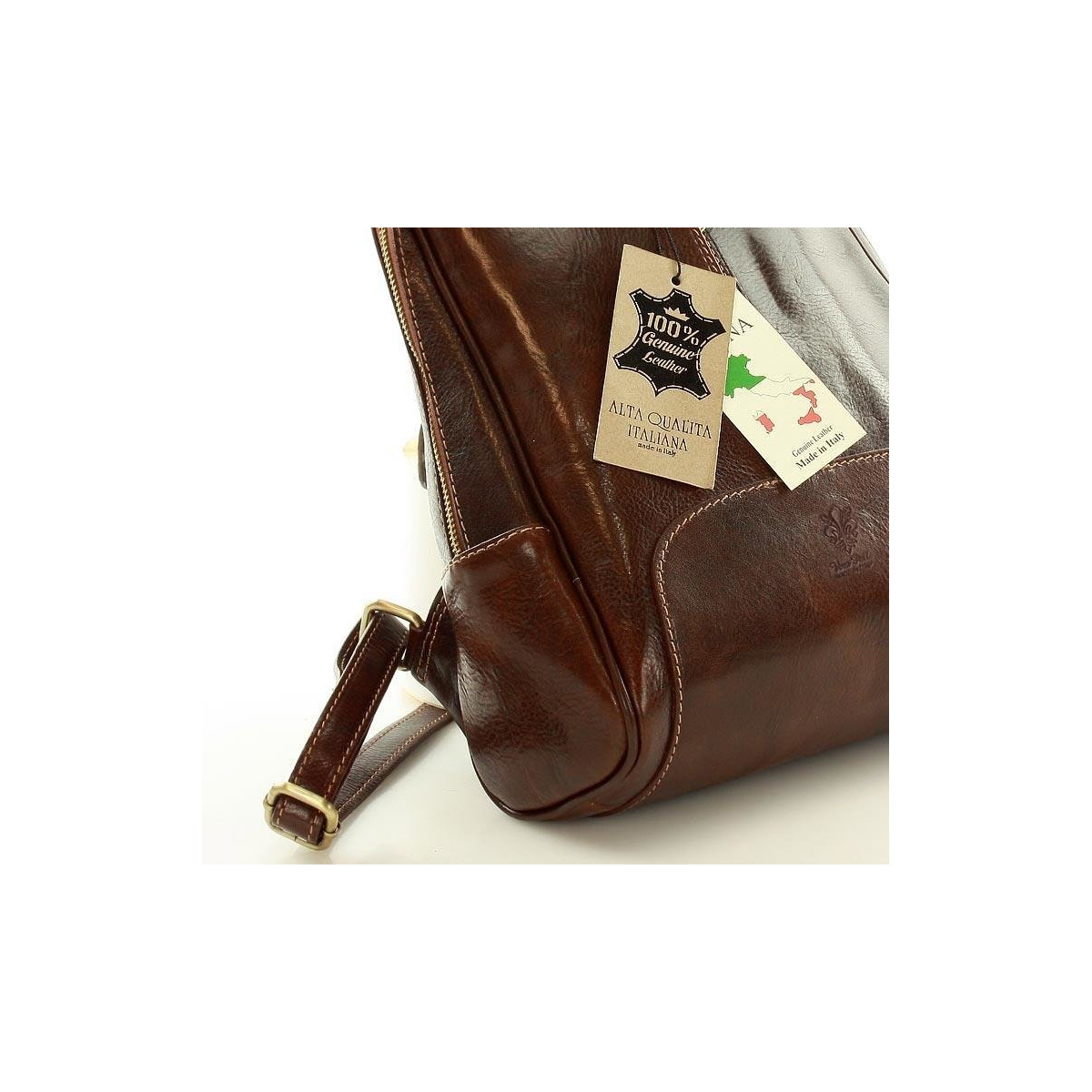 Kožený dámsky hnedý batoh Vera Pelle "BRONTE"