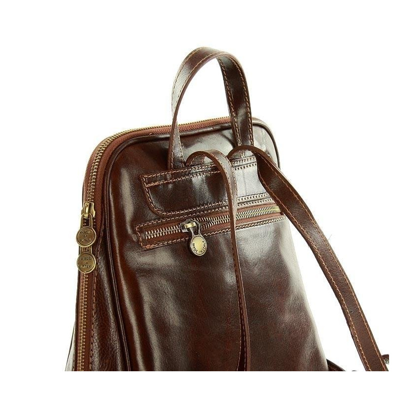 Kožený dámsky hnedý batoh Vera Pelle "BRONTE"