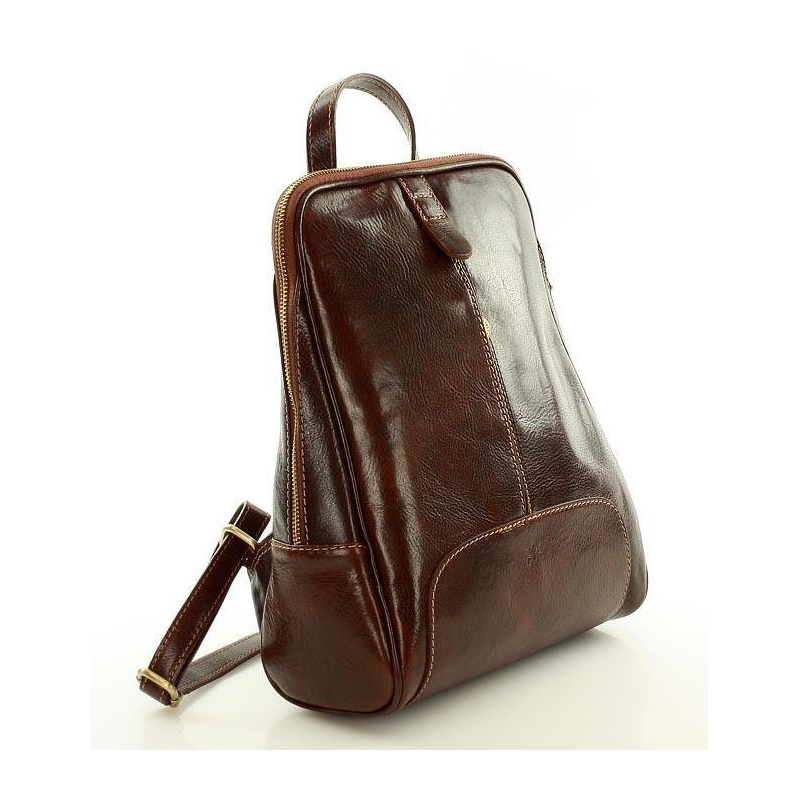 Kožený dámsky hnedý batoh Vera Pelle "BRONTE"