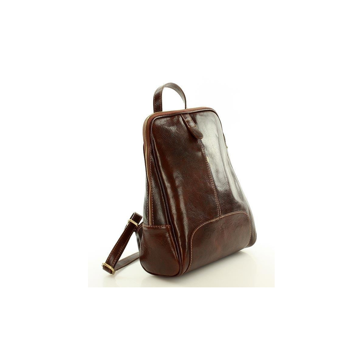 Kožený dámsky hnedý batoh Vera Pelle "BRONTE"