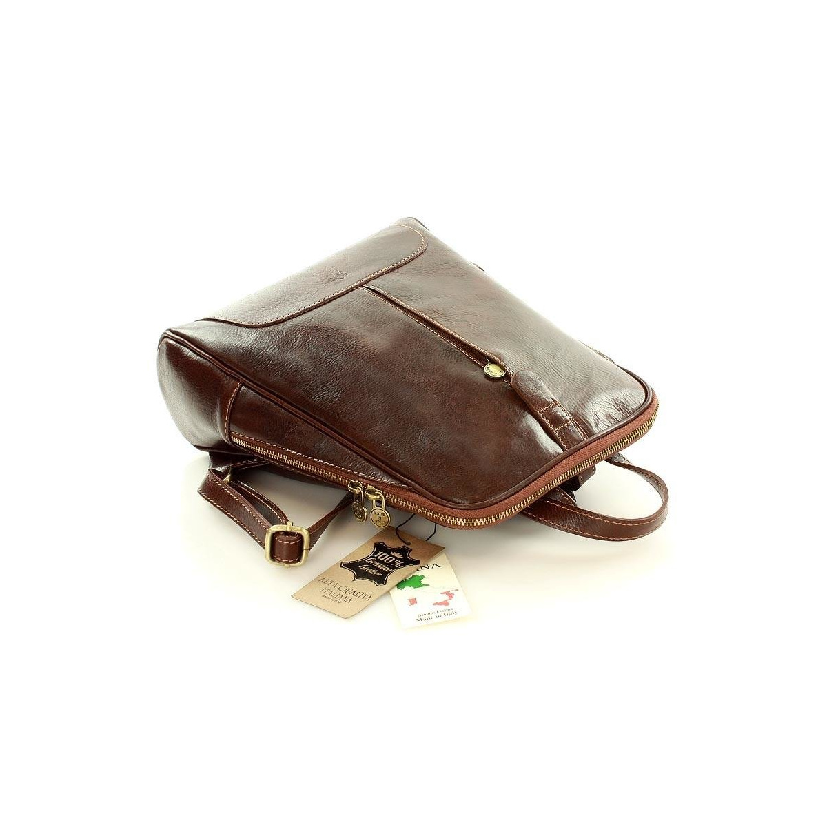 Kožený dámsky hnedý batoh Vera Pelle "BRONTE"