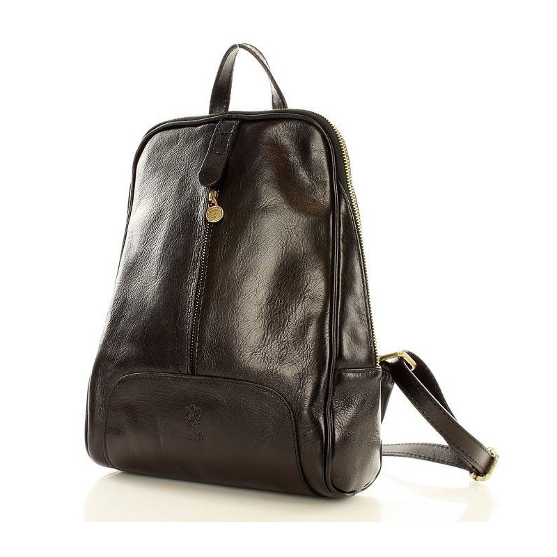 Kožený dámsky čierny batoh Vera Pelle "BRONTE"