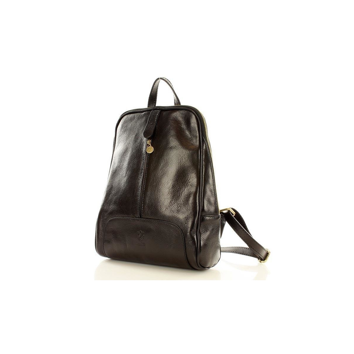 Kožený dámsky čierny batoh Vera Pelle "BRONTE"