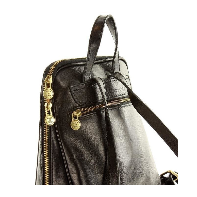 Kožený dámsky čierny batoh Vera Pelle "BRONTE"