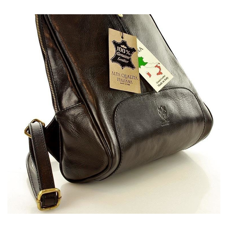 Kožený dámsky čierny batoh Vera Pelle "BRONTE"