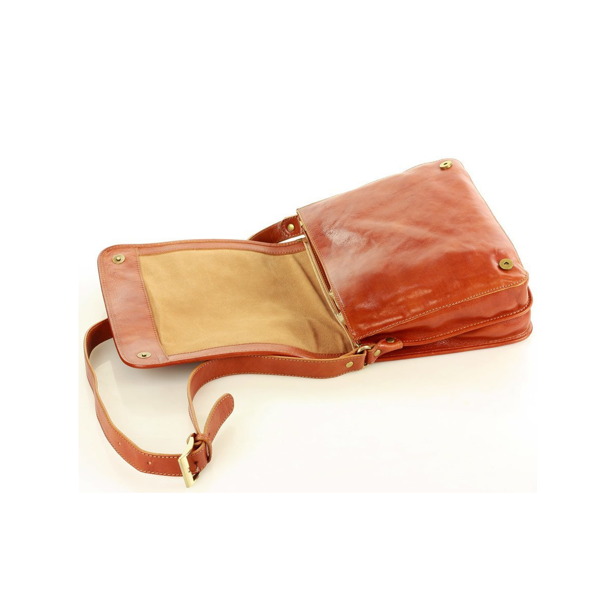 Kožená camel pánska taška na rameno crossbody Marco Mazzini Business Line