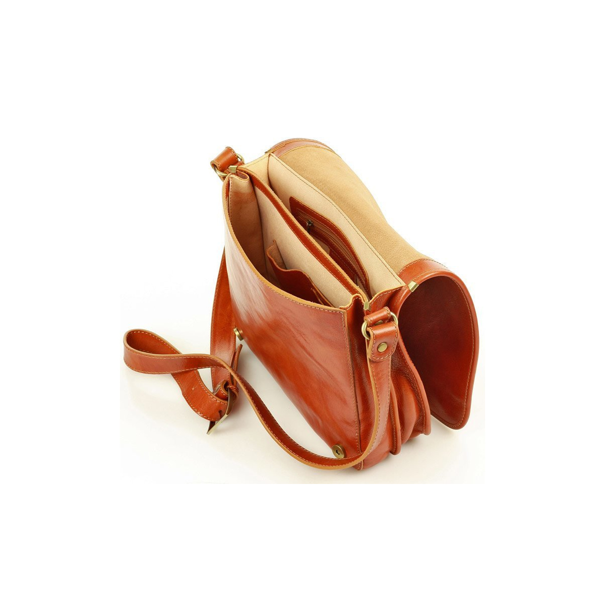 Kožená camel pánska taška na rameno crossbody Marco Mazzini Business Line