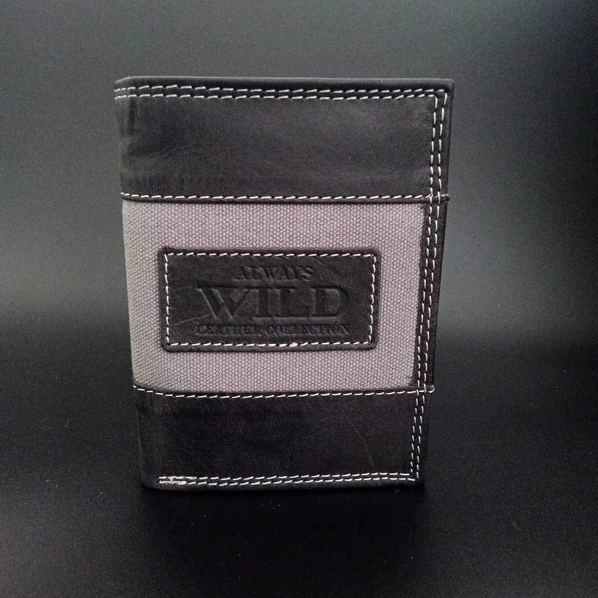 Pánska peňaženka čierna Always Wild Jeans kožená + tkanina