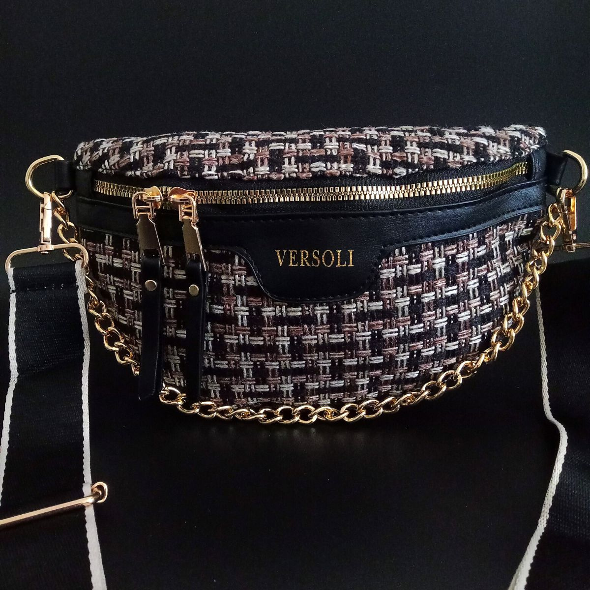 Dámska crossbody čierna kabelka prešívaná Versoli "LOLA"