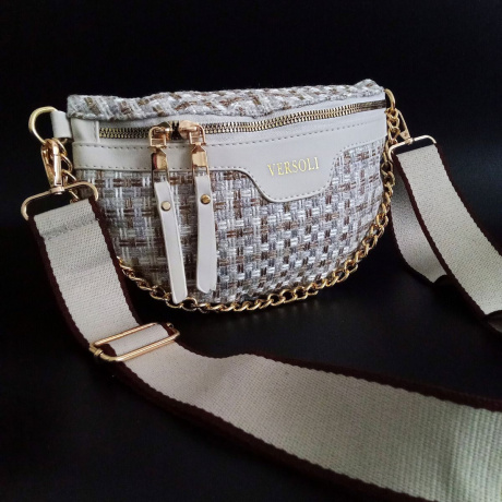 Dámska crossbody béžová kabelka prešívaná Versoli "LOLA"
