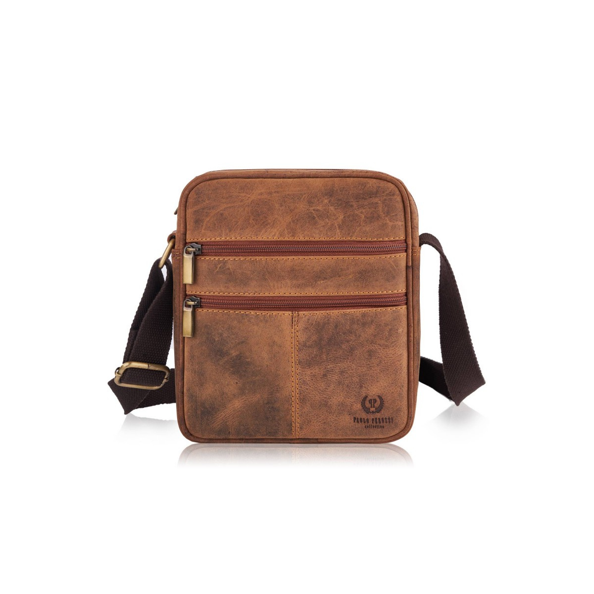 Kožená pánska hnedá vintage crossbody taška Paolo Peruzzi "VILLE"