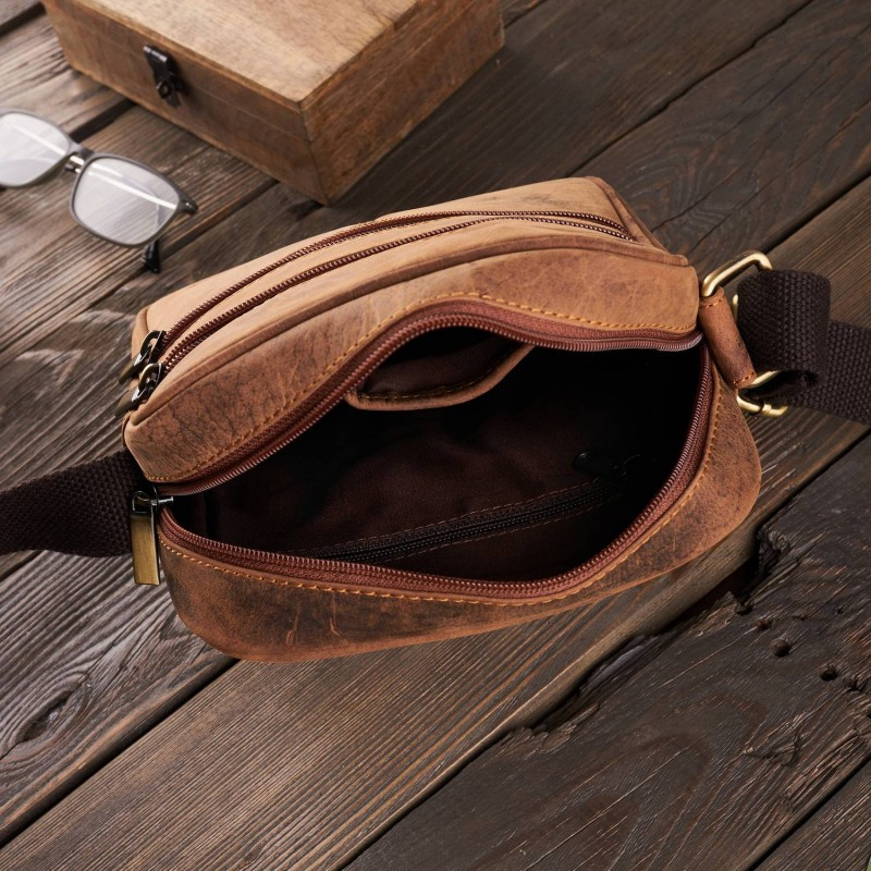 Kožená pánska hnedá vintage crossbody taška Paolo Peruzzi "VILLE"