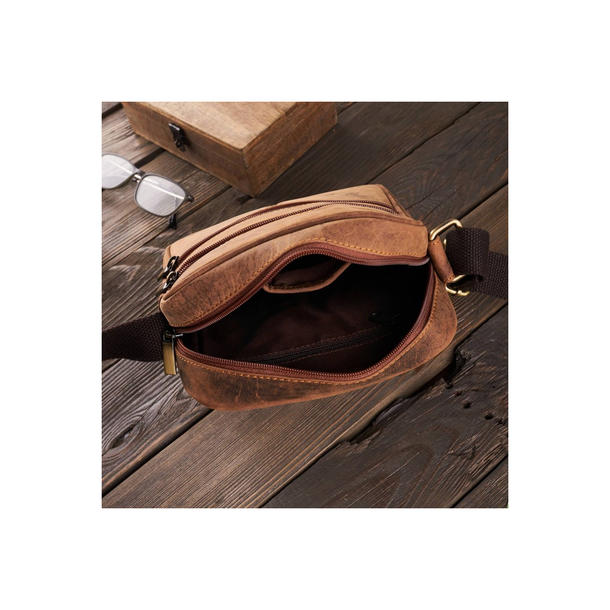 Kožená pánska hnedá vintage crossbody taška Paolo Peruzzi "VILLE"