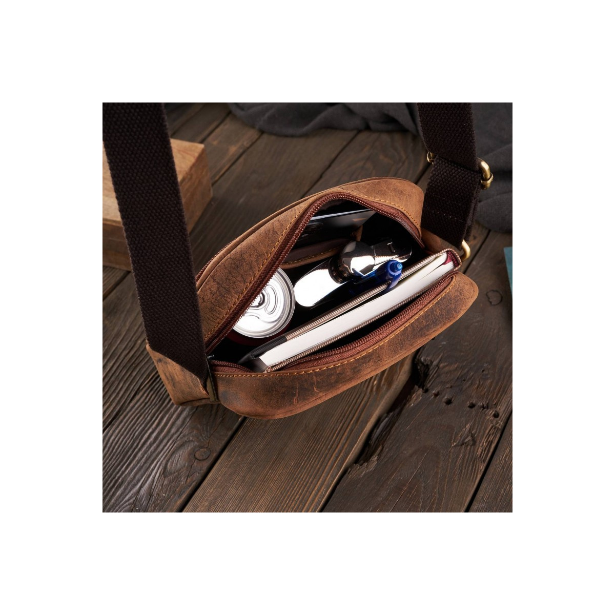 Kožená pánska hnedá vintage crossbody taška Paolo Peruzzi "VILLE"